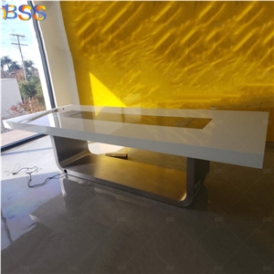 10 Ft Conference Table Office Quartz Stone Rectangle Shape