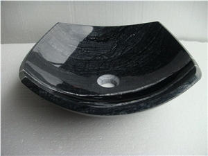 Black Serpeggainte Marble Bathroom Kitchen Basins Rectangular Sinks