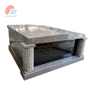 Cheapest Stin Grey Granite Pitched Roof Double Mausoleum