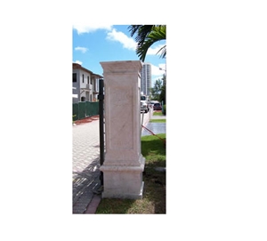 Coral Stone Gate Column, Coralina Beige Coral Stone Gate Post