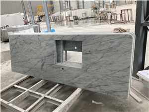 Custom Carrara White Marble Kitchen Countertop For Hotel