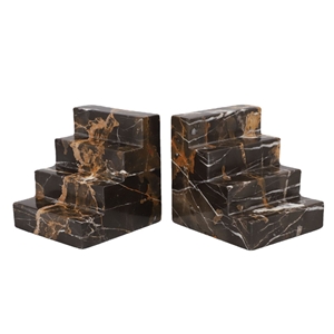 Customed Stair Bookends, Black Gold Marble Bookends