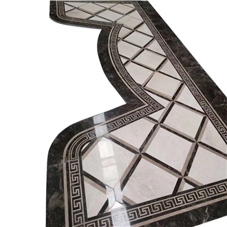 Customized Marble Floor Waterjet Medallion Pattern Design