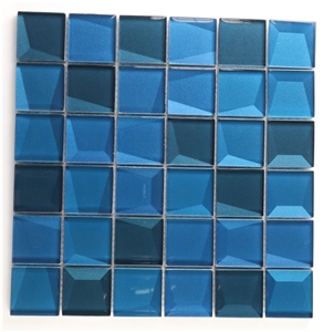 Decorative Mixed Ocean Blue Glass Mosaic Tile