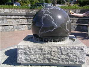 Black Granite Floating Ball Fountain