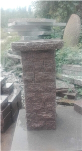 G354 Red Granite Gate Columns, Fence, Gate Pillars