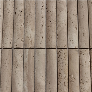 Ivory Travertine 3D Flute Mosaic Wall Tile