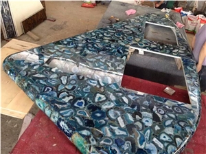 Light Blue Agate Stone Bar Counter Top