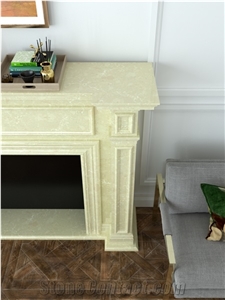 Modern Design Beige Marble Fireplace Decoreaction