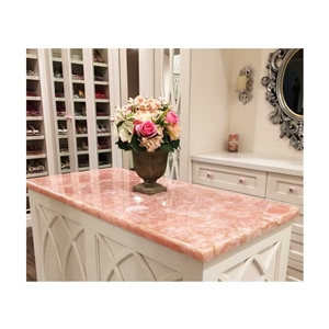 Pink Crystal Semi-Precious Stone Table Slabs