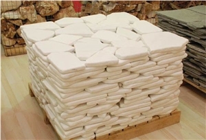 Santorini White Marble Tumbled Flat Flagstones