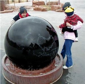 Stone Sphere Fountains, Black Granite Fountains