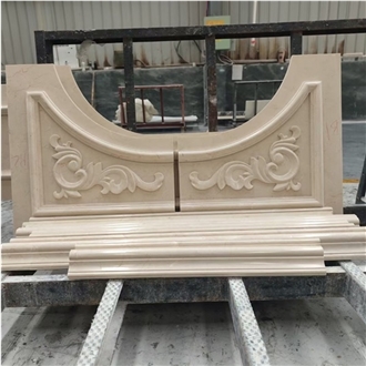 Wall Building Ornaments Stone, Beige Marble Facade Panels