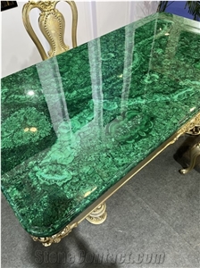 Semiprecious Malachite Green Agate Gemstone Table Tops